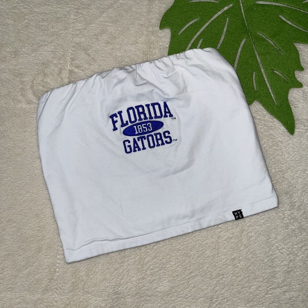 Hype and Vice Florida Gators Tube Top Size S Embroidered Bluish White Lined